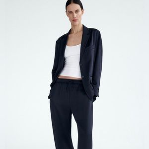 Zara Satin Effect Blazer Navy